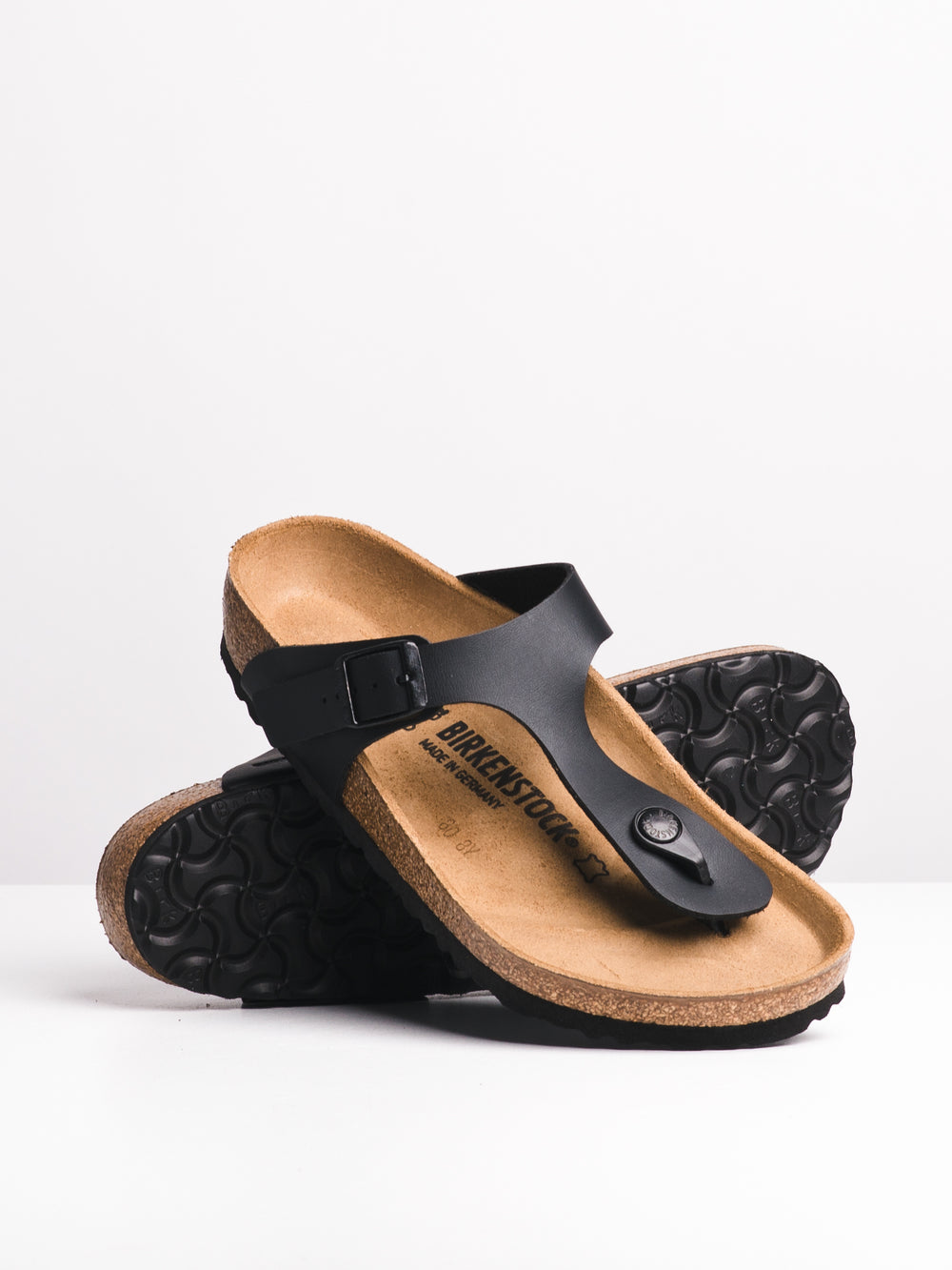 WOMENS BIRKENSTOCK GIZEH BLACK BOYFRIEND SANDALS - BLACK