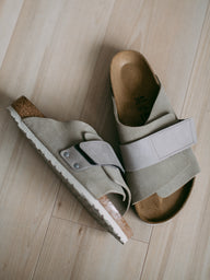 WOMENS BIRKENSTOCK KYOTO SUEDE NARROW SANDALS - TAUPE