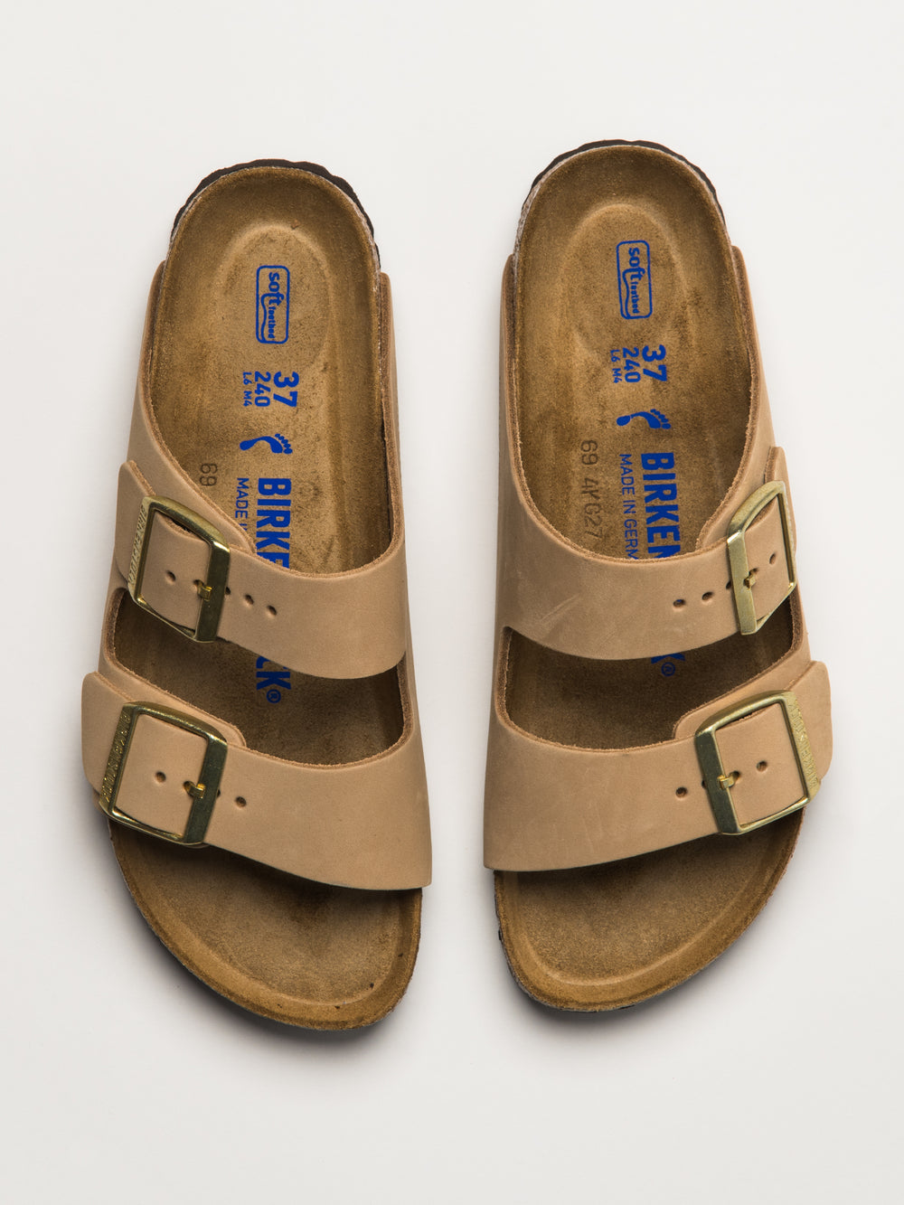 WOMENS BIRKENSTOCK ARIZONA SOFT FOOTBED NUBUCK SANDALS - MEDIUM/NARROW - SAND