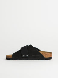 WOMENS BIRKENSTOCK KYOTO NUBUCK SUEDE NARROW FIT SANDALS - BLACK