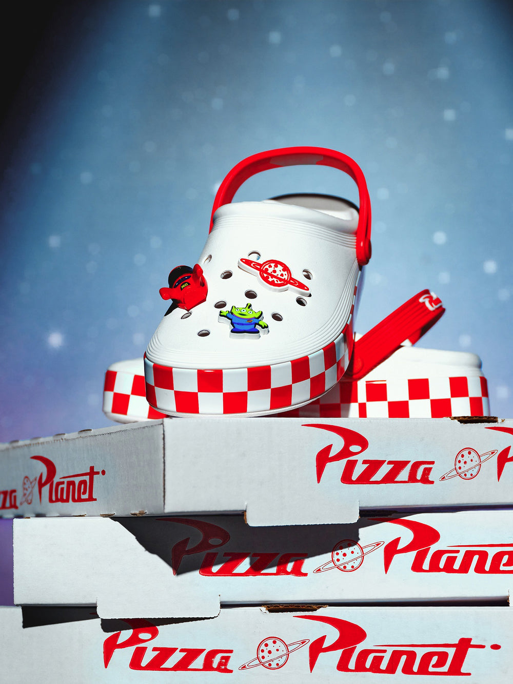 WOMENS CROCS TOY STORY PIZZA PLANET CLOG - CLEARANCE