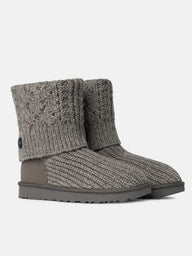 WOMENS UGG CLASSIC CARDI CABLED KNIT BOOT - GREY