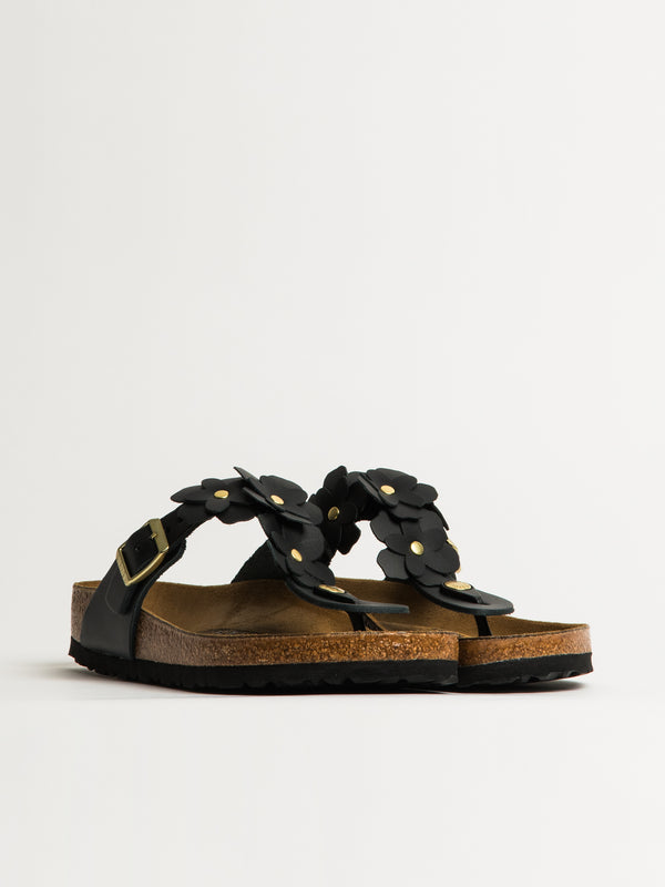 BIRKENSTOCK WOMENS BIRKENSTOCK GIZEH FLOWER LEATHER SANDALS - BLACK - Blackwell Supply Co.