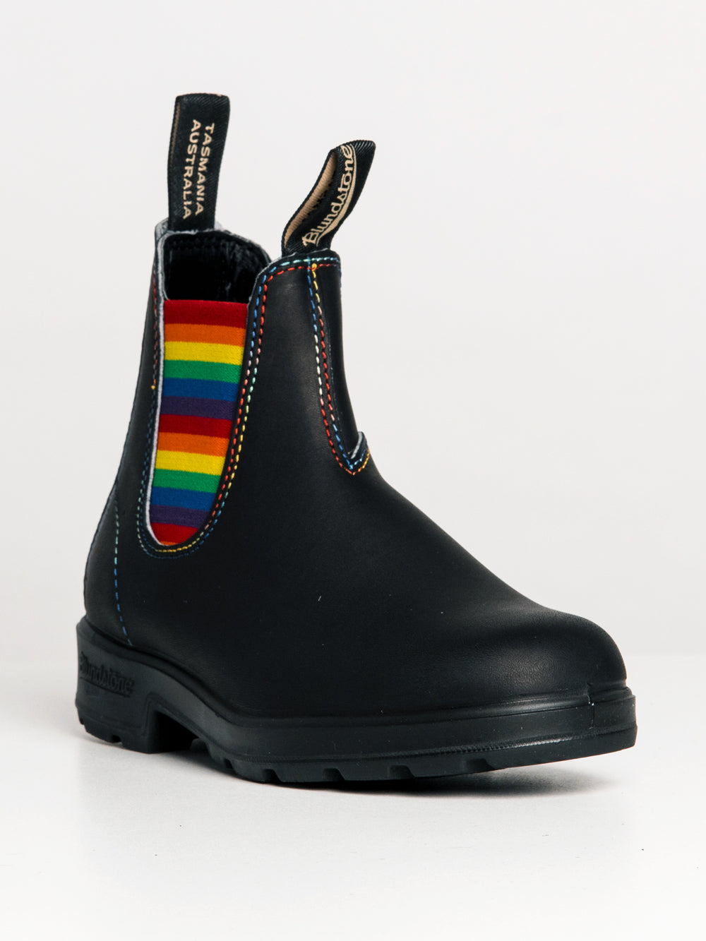 WOMENS BLUNDSTONE ORIGINAL BLACK WITH RAINBOW ELASTIC