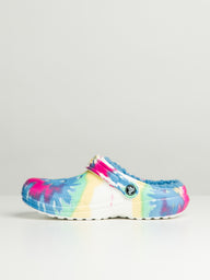 WOMENS CROCS CLASSIC LINED TIE DYE GRAPHIC CLOGS - CLEARANCE