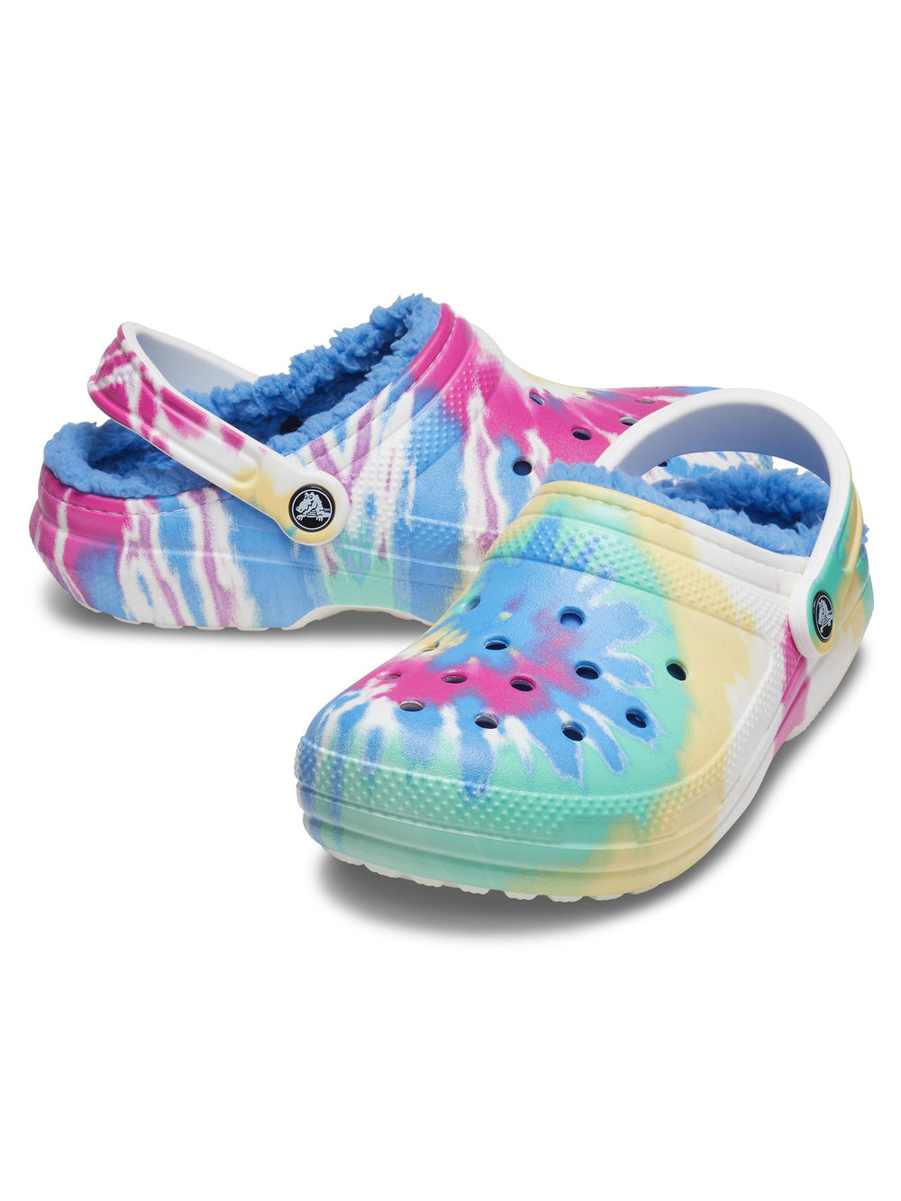 WOMENS CROCS CLASSIC LINED TIE DYE GRAPHIC CLOGS - CLEARANCE