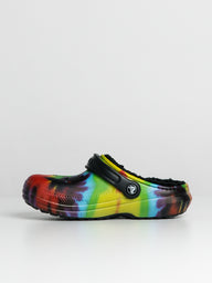 WOMENS CROCS CLASSIC LINED TIE DYE GRAPHIC CLOGS - CLEARANCE