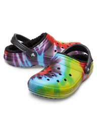 WOMENS CROCS CLASSIC LINED TIE DYE GRAPHIC CLOGS - CLEARANCE