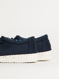 KIDS HEYDUDE WALLY YOUTH STRETCH CANVAS - NAVY