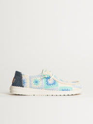 WOMENS HEY DUDE WENDY COTTAGE CROCHET SNEAKER - BLUE