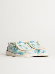 WOMENS HEY DUDE WENDY COTTAGE CROCHET SNEAKER - BLUE