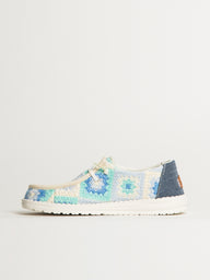 WOMENS HEY DUDE WENDY COTTAGE CROCHET SNEAKER - BLUE