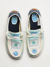 WOMENS HEY DUDE WENDY COTTAGE CROCHET SNEAKER - BLUE