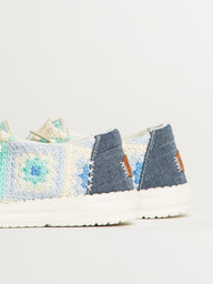 WOMENS HEY DUDE WENDY COTTAGE CROCHET SNEAKER - BLUE