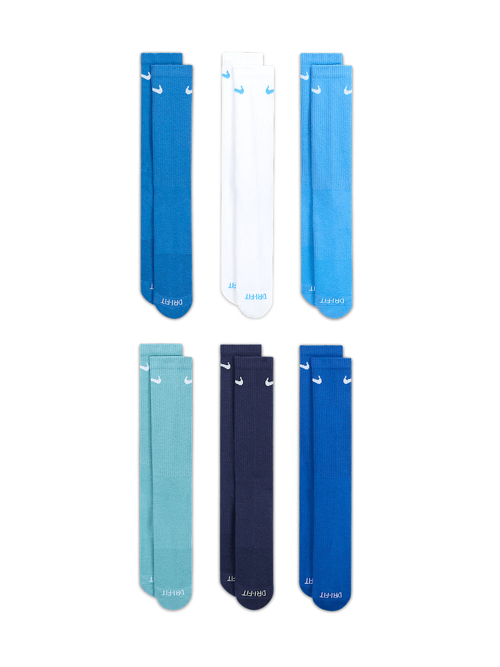 NIKE EVERYDAY CUSHIONED DRI-FIT CREW SOCKS 6 PACK