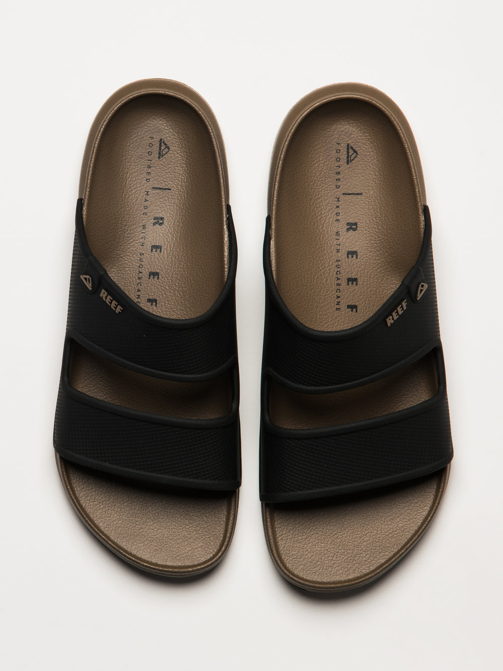 MENS REEF OASIS DOUBLE-UP SANDALS - FOSSIL/BLACK