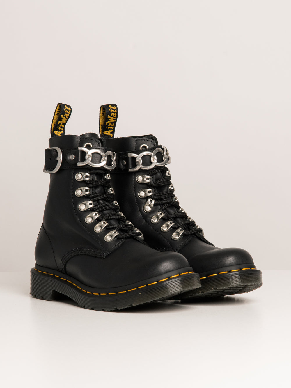 WOMENS DR MARTENS 1460 PASCAL CHAIN LACE UP BOOTS